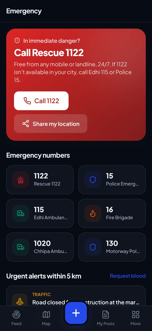 Emergency, without searching.